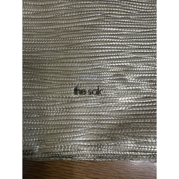 THE SAK Linden Leather Crossbody Clutch Handbag Gold Metallic Removable Strap - Picture 5 of 14